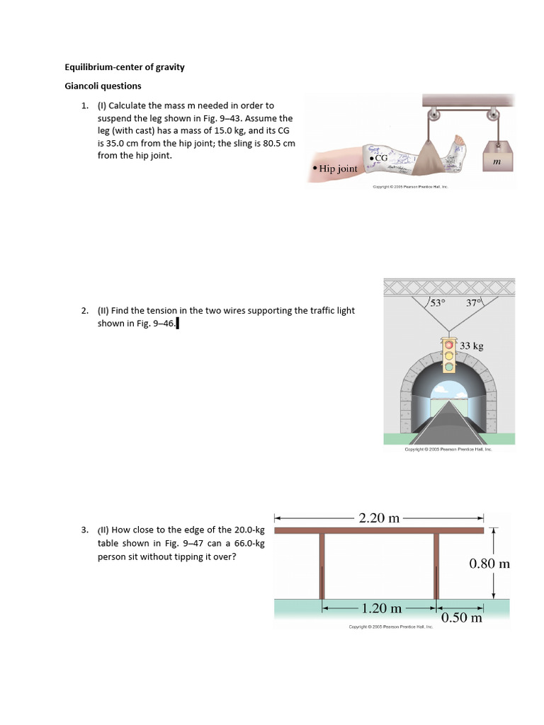 Equilibrium Giancoli Ws 2 | PDF
