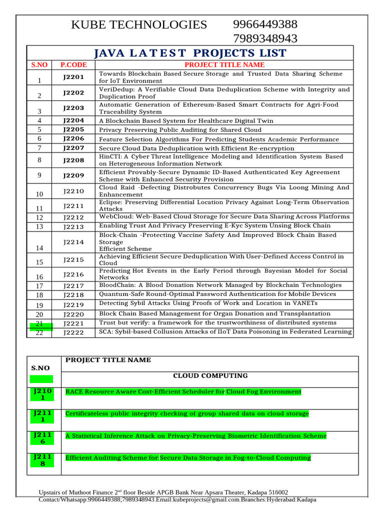 IEEE Java Projects in Hyderabad | PDF | Internet Of Things | Encryption