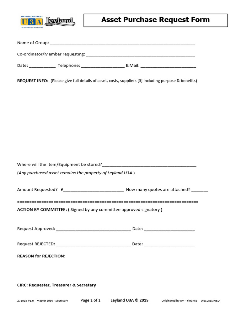 Asset Purchase Request Form | PDF