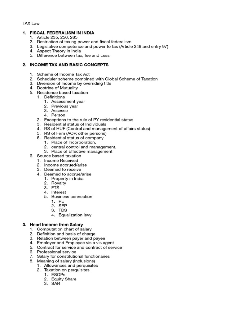 Tax detail Notes Mid sem | PDF | Taxes | Income