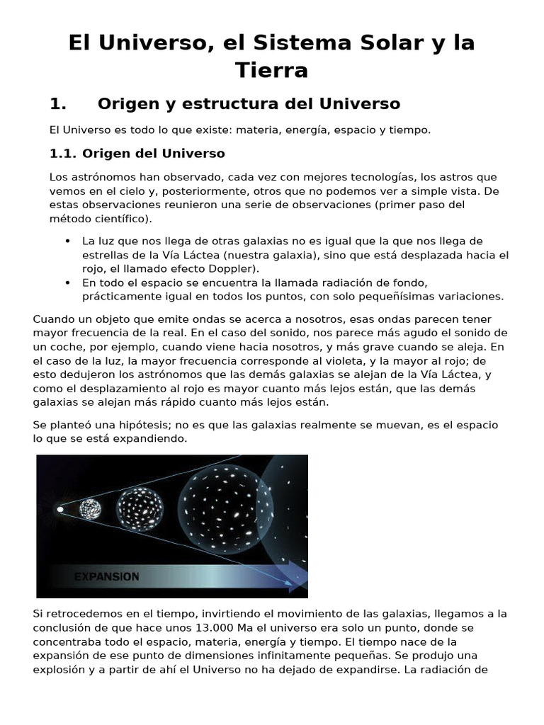Apuntes: El Universo, el Sistema Solar y la Tierra | PDF | Dom | Universo