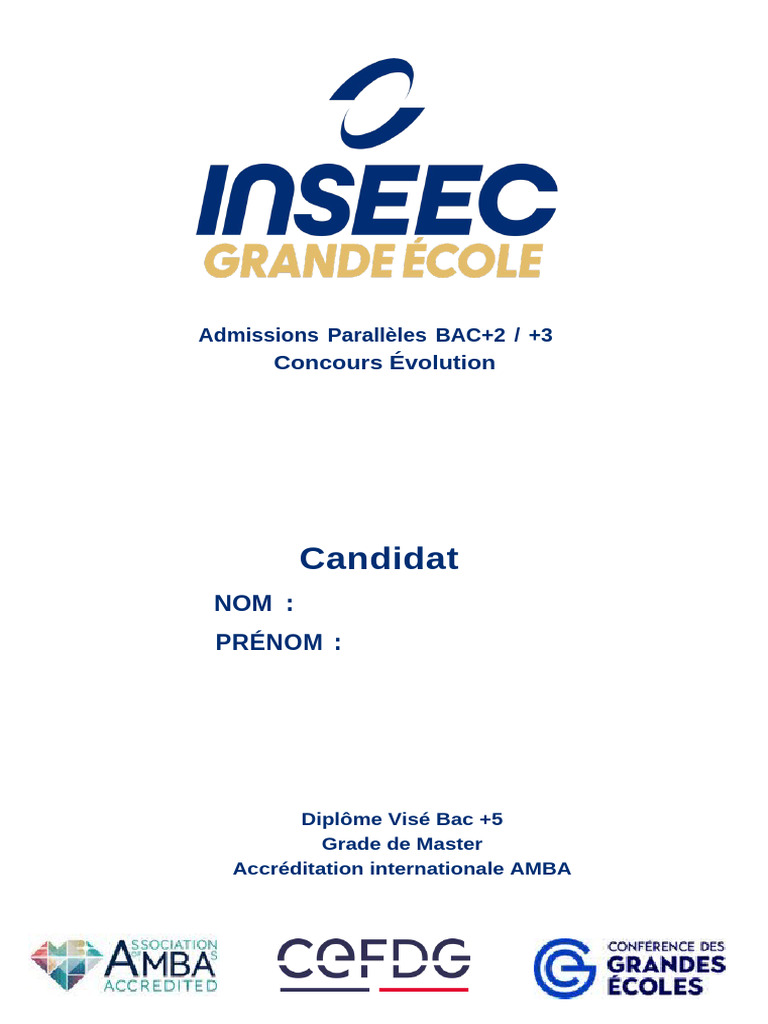 Concours Évolution : Admissions BAC+2/+3 | PDF