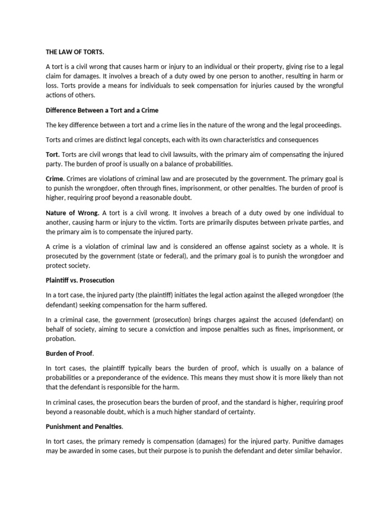 Understanding Tort Law and Trespass | PDF | Trespass | Tort