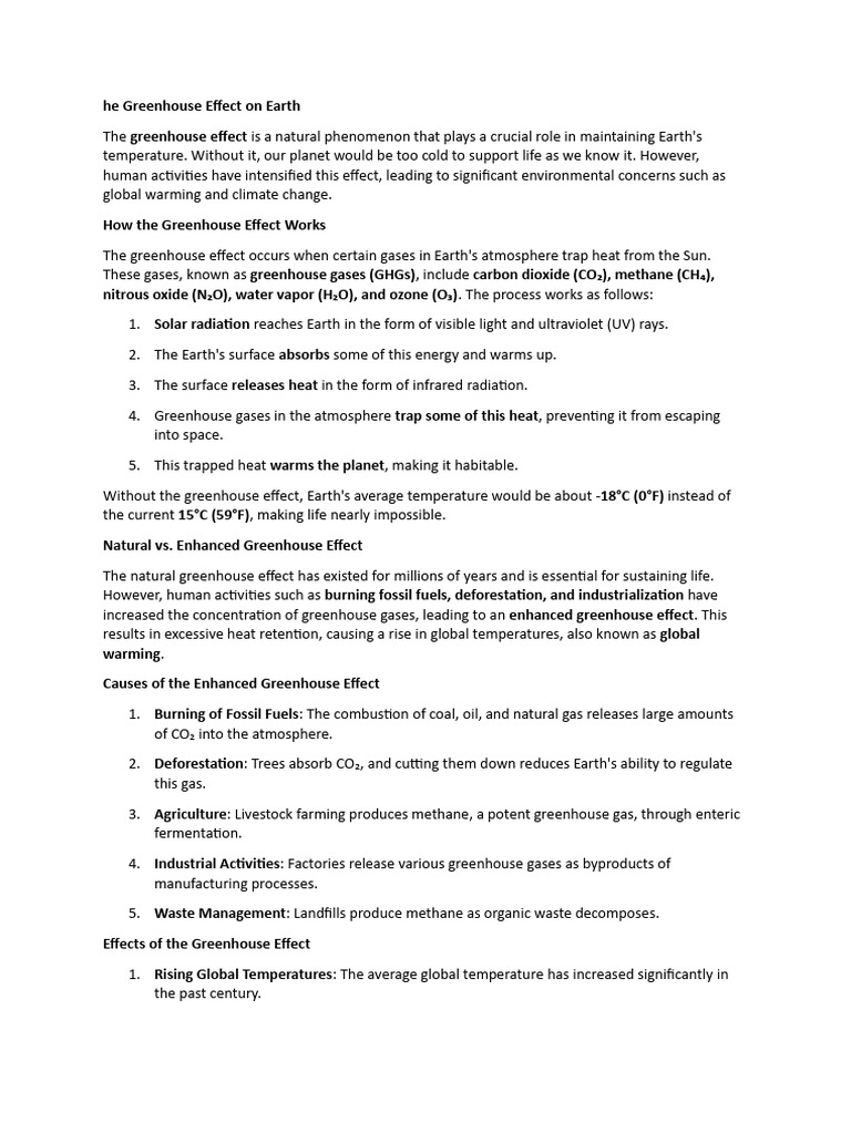 Greenhouse Effect On Earth | PDF | Greenhouse Effect | Climate Change