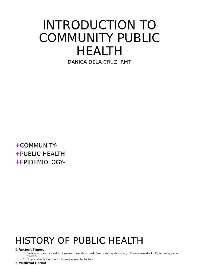 Overview of Community Public Health | PDF | Public Health | Preventive ...