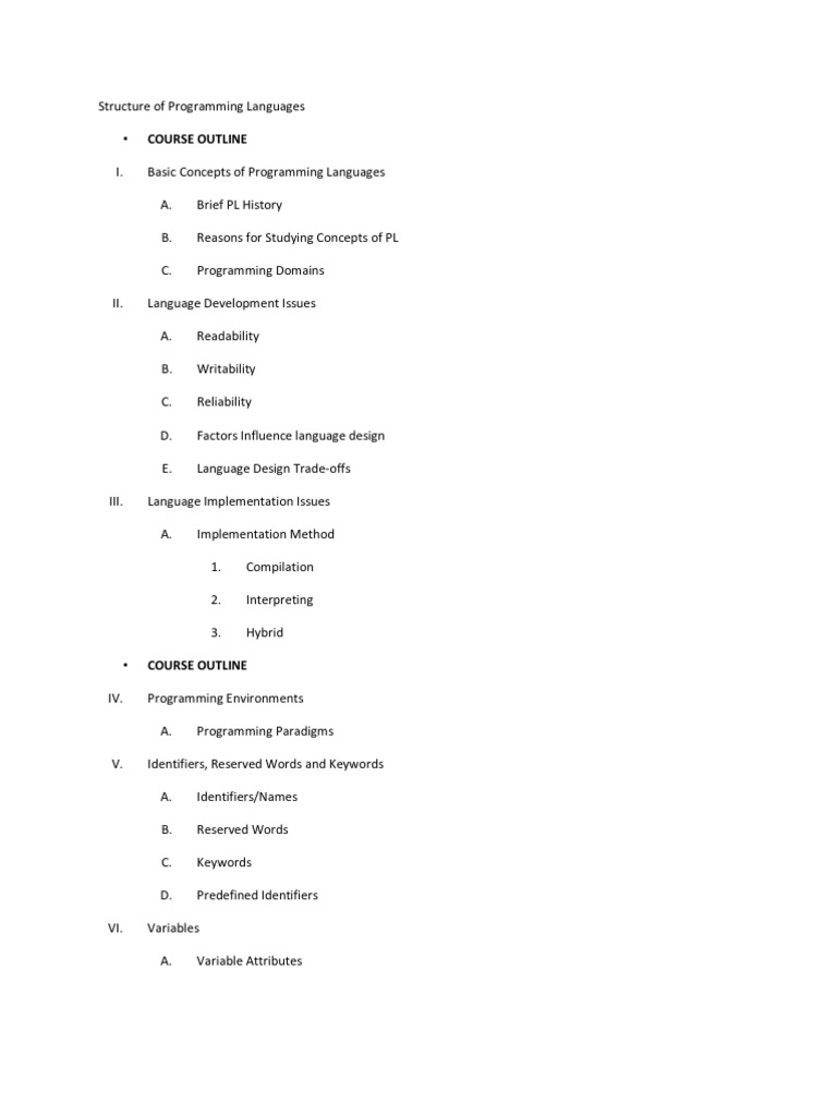 Structure of Programming Languages | PDF | Reserved Word | Variable ...