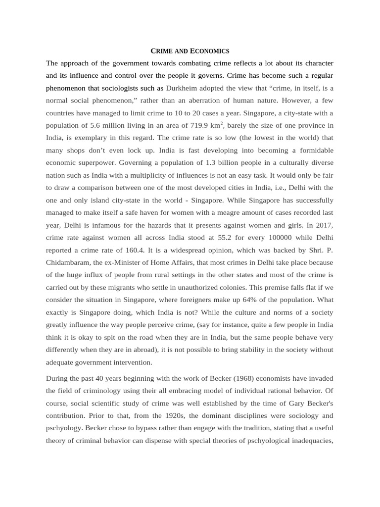 Crime and Economics: A Comparative Analysis | PDF | Crimes | Crime ...