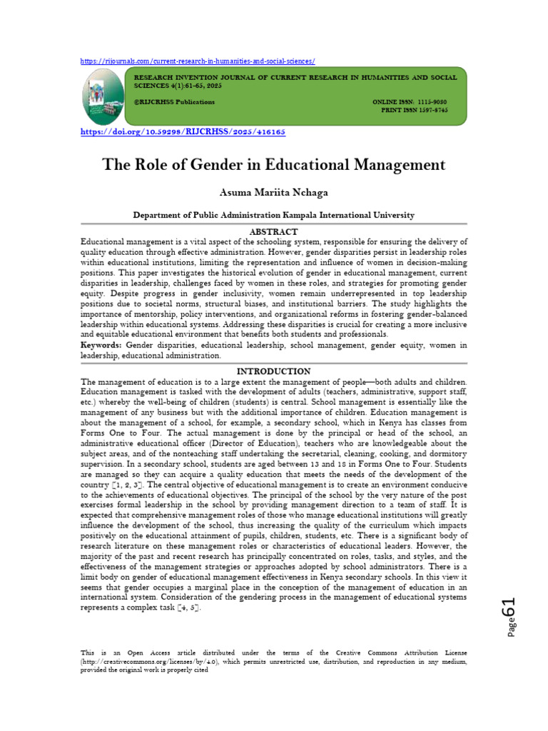 Gender Disparities in Educational Leadership | PDF | Leadership | Gender