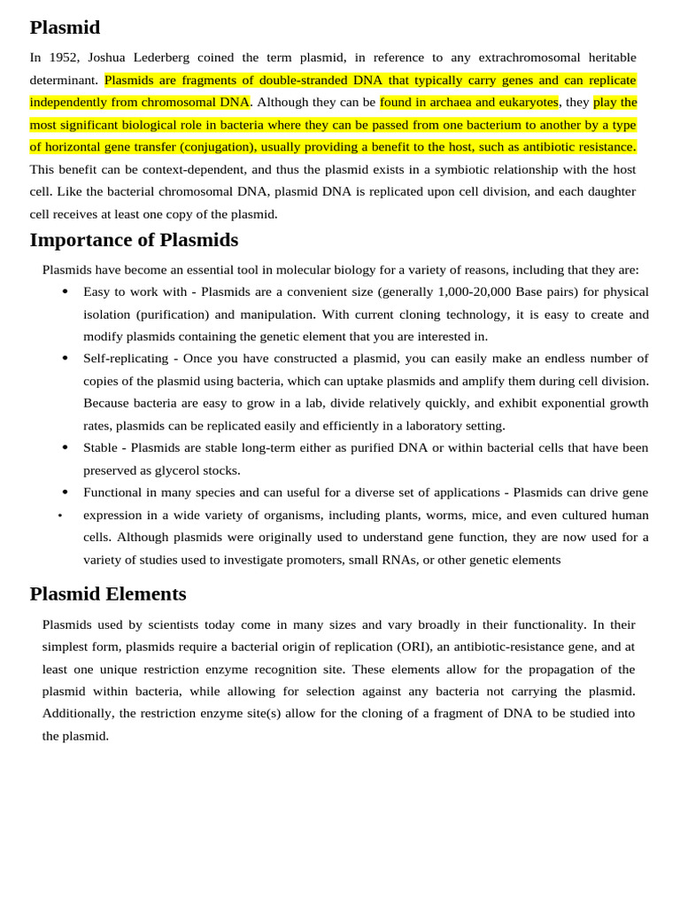 Understanding Plasmids in Molecular Biology | PDF | Plasmid | Molecular ...