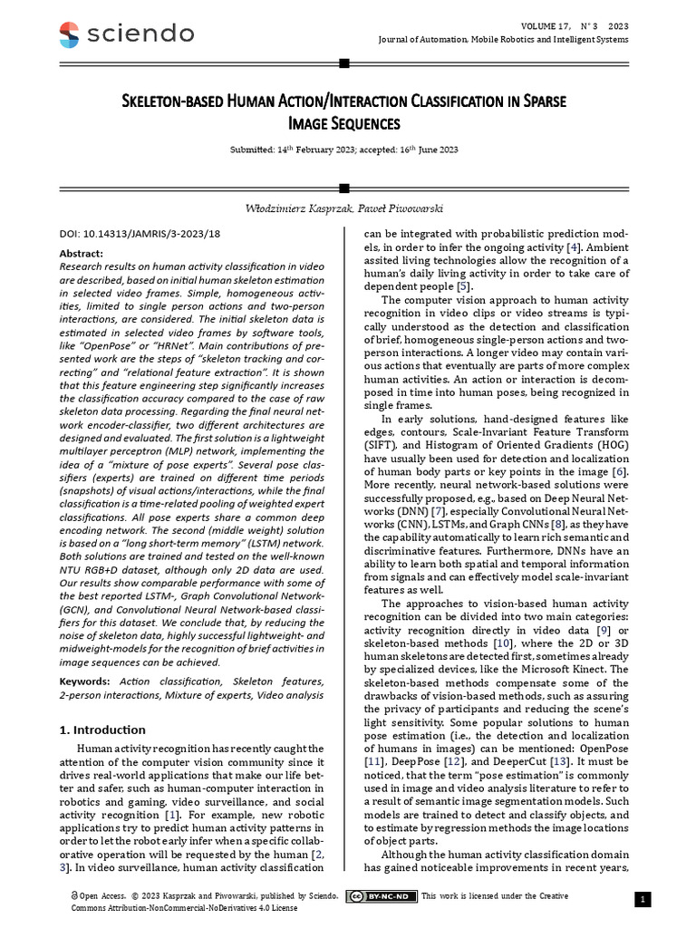 Skeleton-Based Action Classification in Videos | PDF | Deep Learning ...
