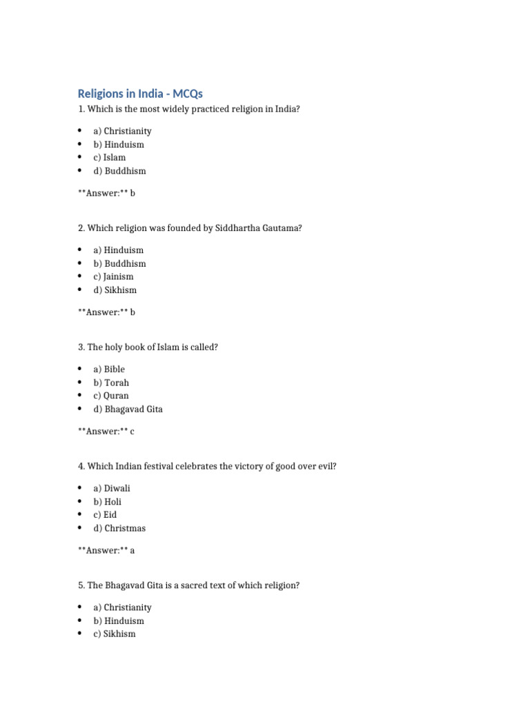Indian Religions MCQ Quiz | PDF | Moksha | Nirvana