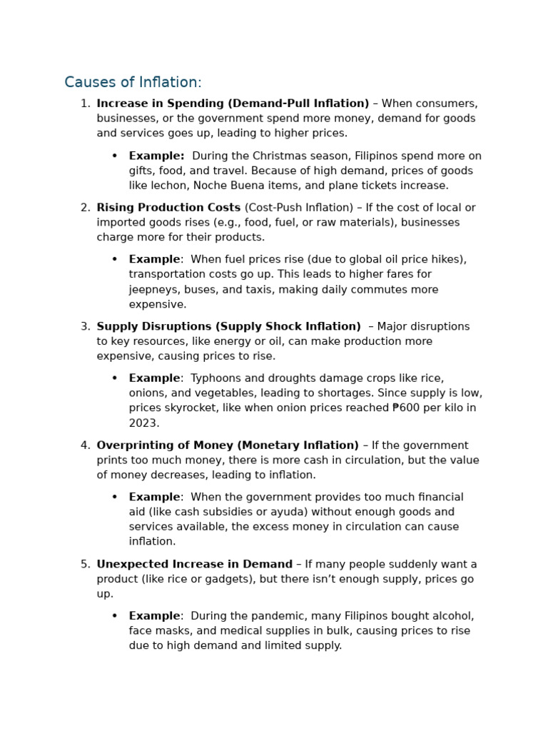 Causes and Effects of Inflation in the Philippines | PDF | Cost Of ...