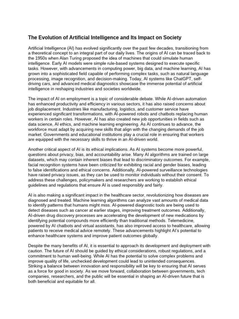 AI's Evolution and Societal Impact | PDF | Artificial Intelligence ...