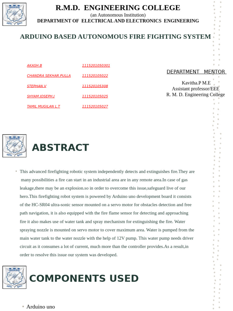 Arduino Based Autonomous Fire Fighting ROBO | PDF | Arduino | Robot