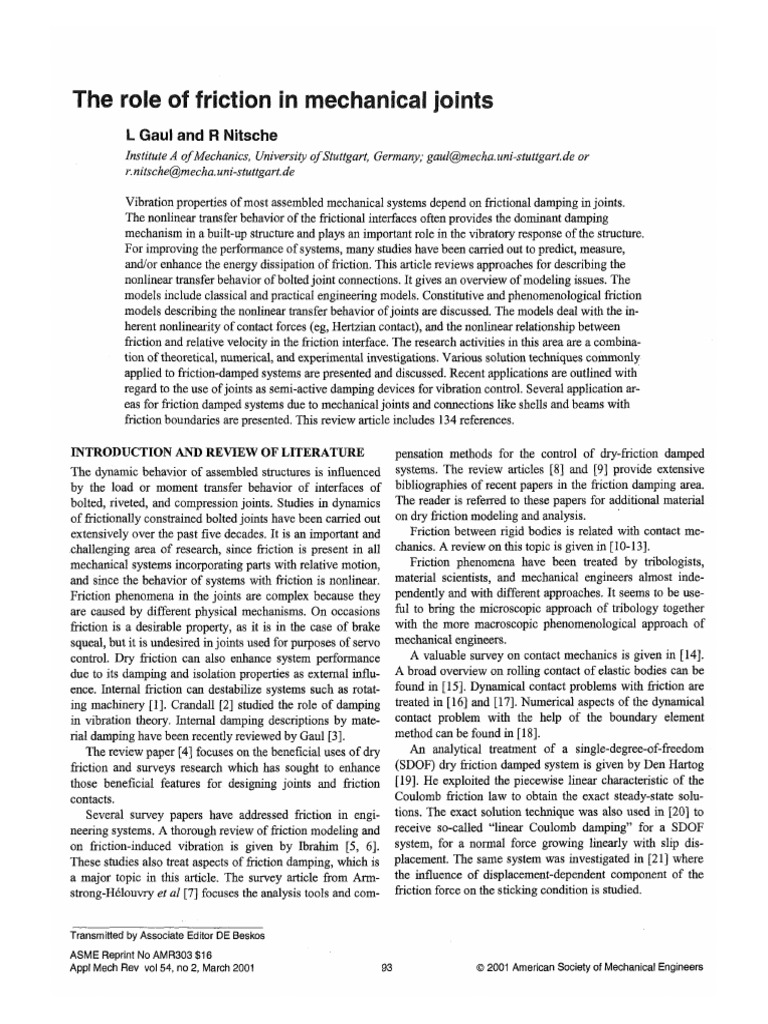 Friction's Role in Mechanical Joints | PDF | Friction | Force