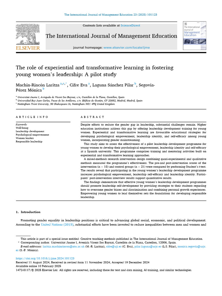 8 - Role of Young Womens in Leadership | PDF | Learning | Mentorship