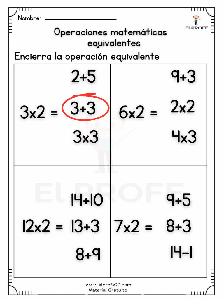 Ejercicios de Operaciones Matematicas Equivalentes | PDF