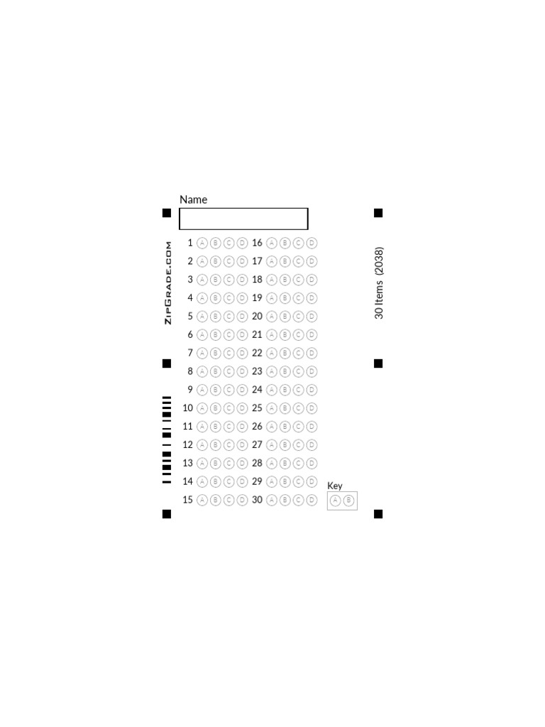 30-Item Answer Sheet Key | PDF
