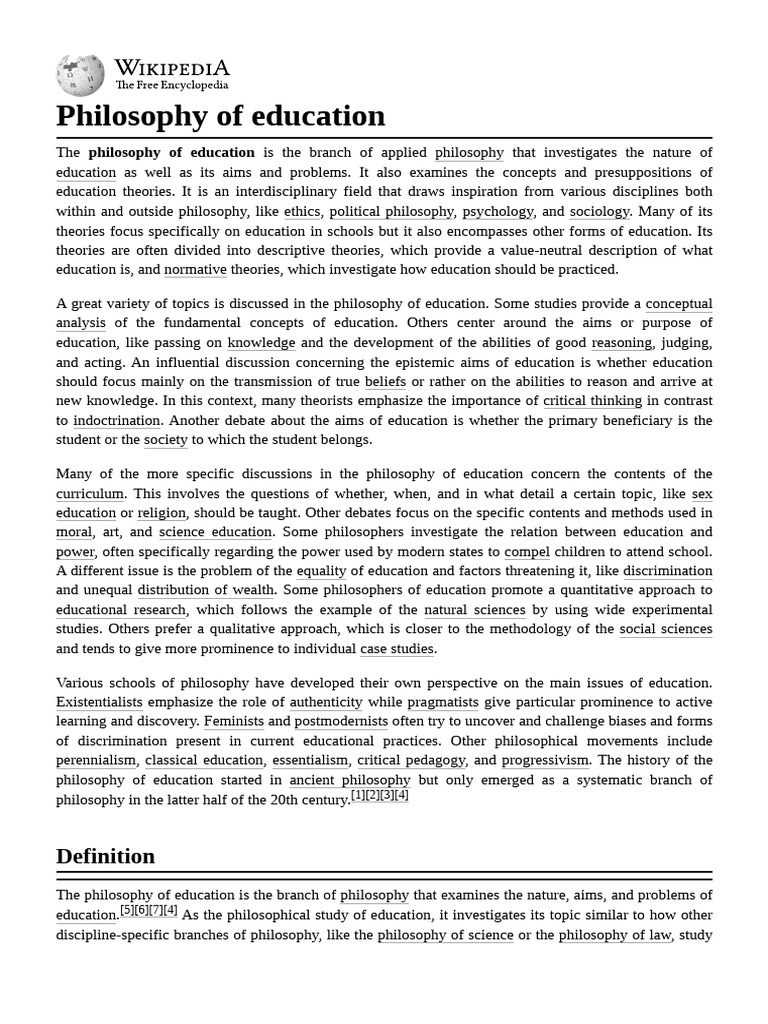 Philosophy of Education Explained | PDF | Philosophy Of Education ...