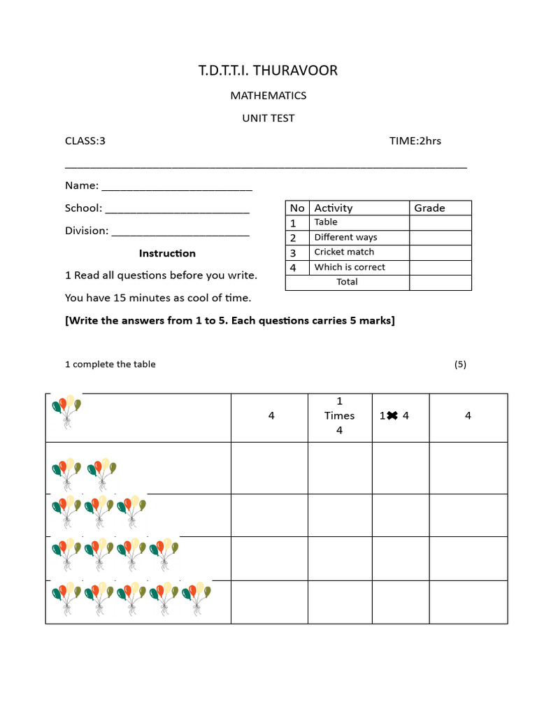 Maths Class 3 Pdf