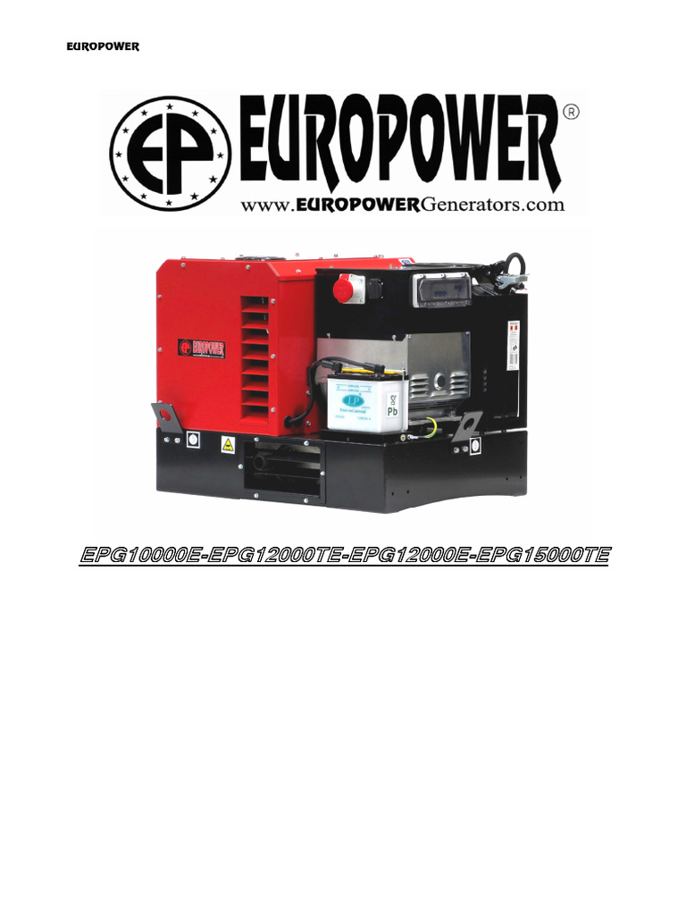 EUROPOWER Generator User Manual Guide | PDF | Ethanol | Methanol