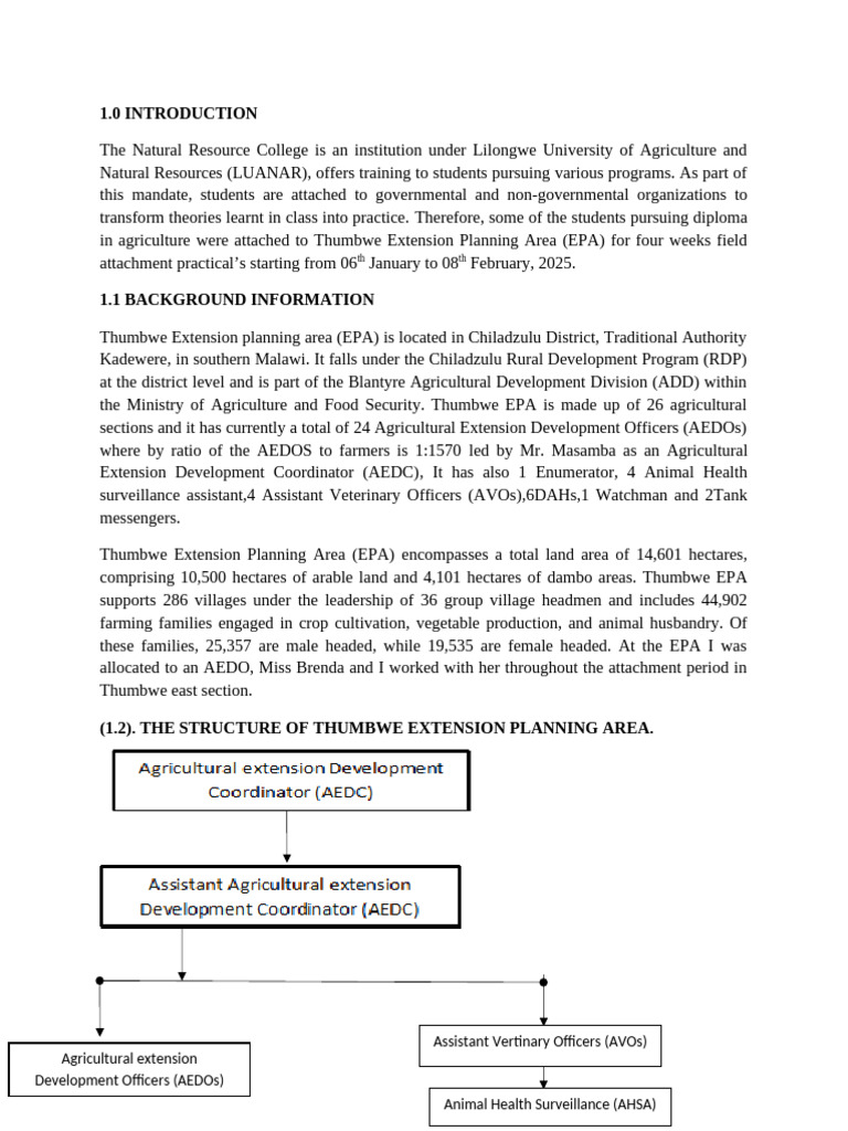 Thumbwe EPA Agricultural Training Report | PDF | Agriculture | Food ...