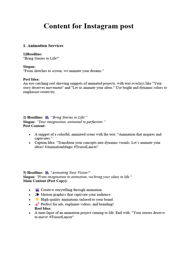 Content for Instagram post | PDF | Usability | User Interface
