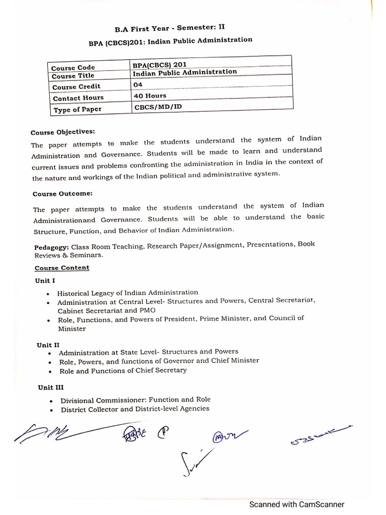 Syllabus B.A. (Honours) and B.A. (Honours) With Research in Public ...