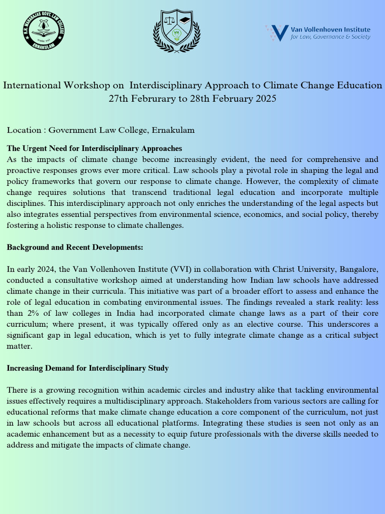 International Workshop On Interdisciplinary Approach To Climate Change ...