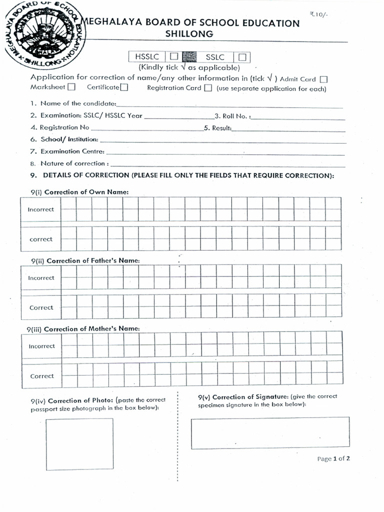 Application For Correction | PDF