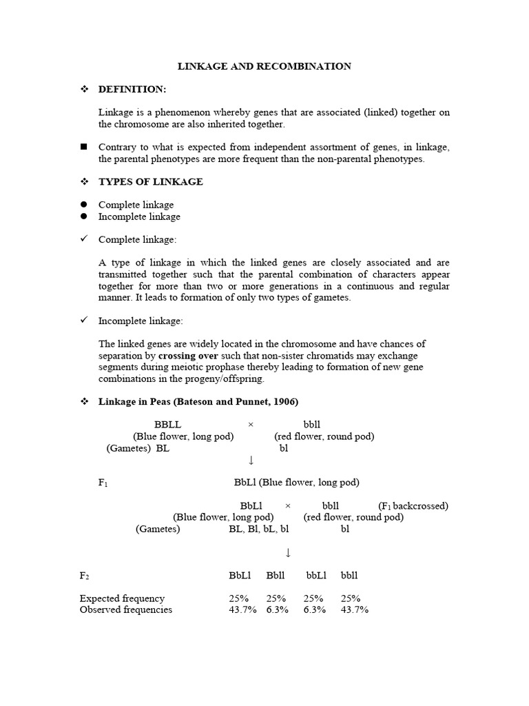 note1 | PDF | Genetic Linkage | Genetic Recombination