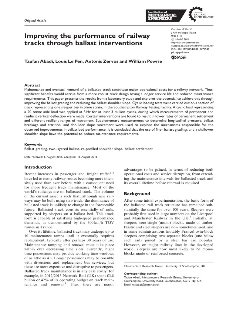Enhancing Railway Track Performance | PDF | Rail Transport