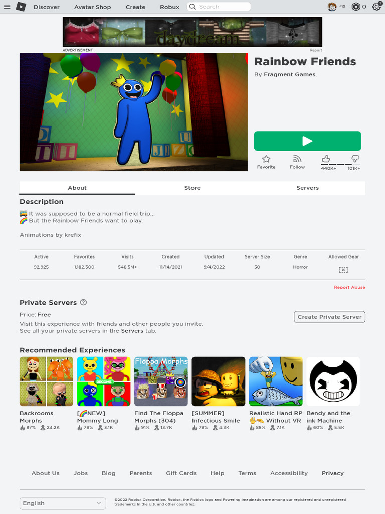 Rainbow Friends: Roblox Horror Game Overview | PDF