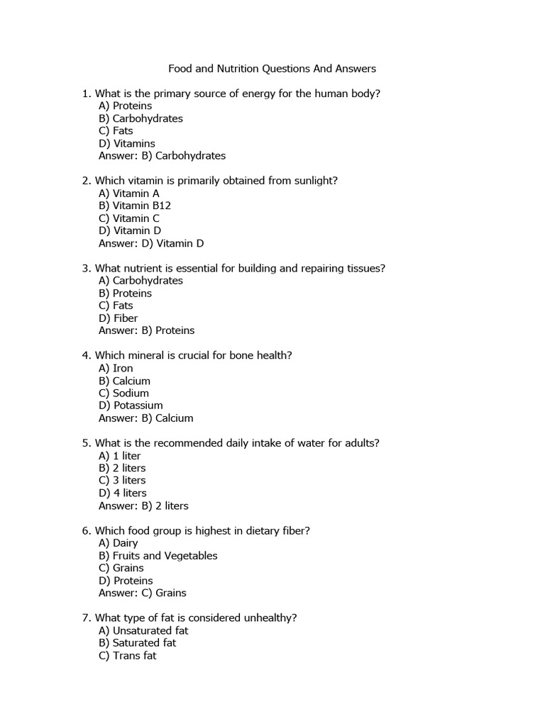 FOOD AND NUTRITION PLANNING QUESTIONS AND ANSWERS PDF 2022 visual data 4