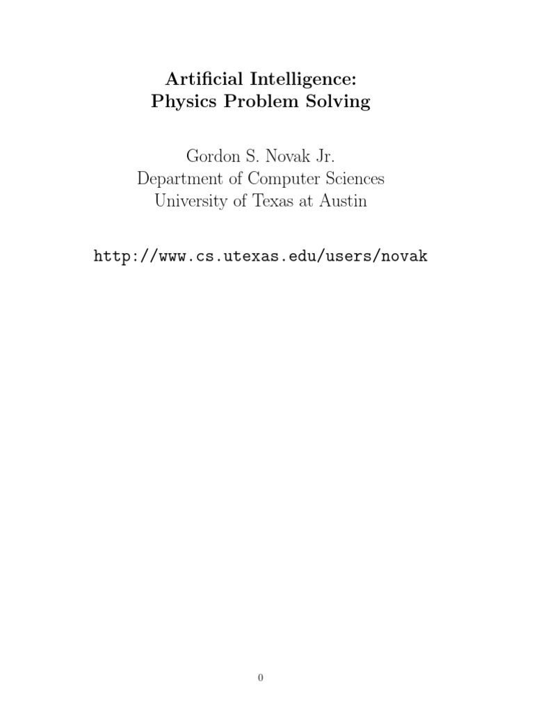 Ai Techniques For Physics Problem Solving Pdf Artificial