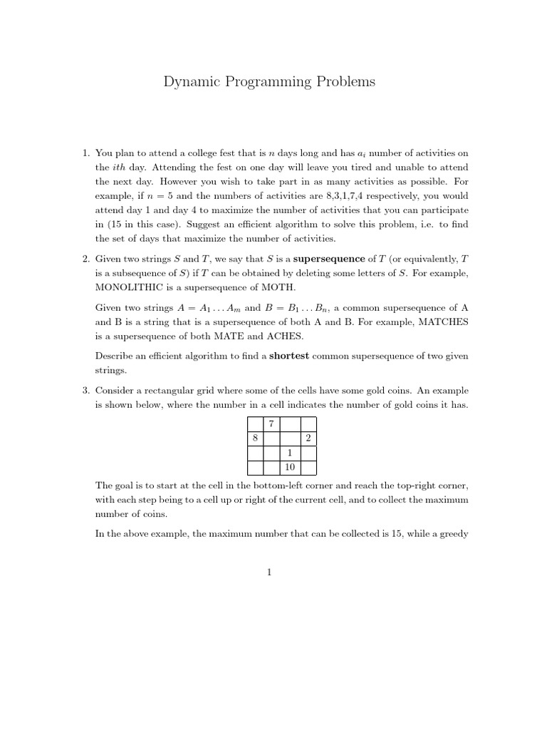 DP-fourProblems | PDF | Dynamic Programming | Computer Science