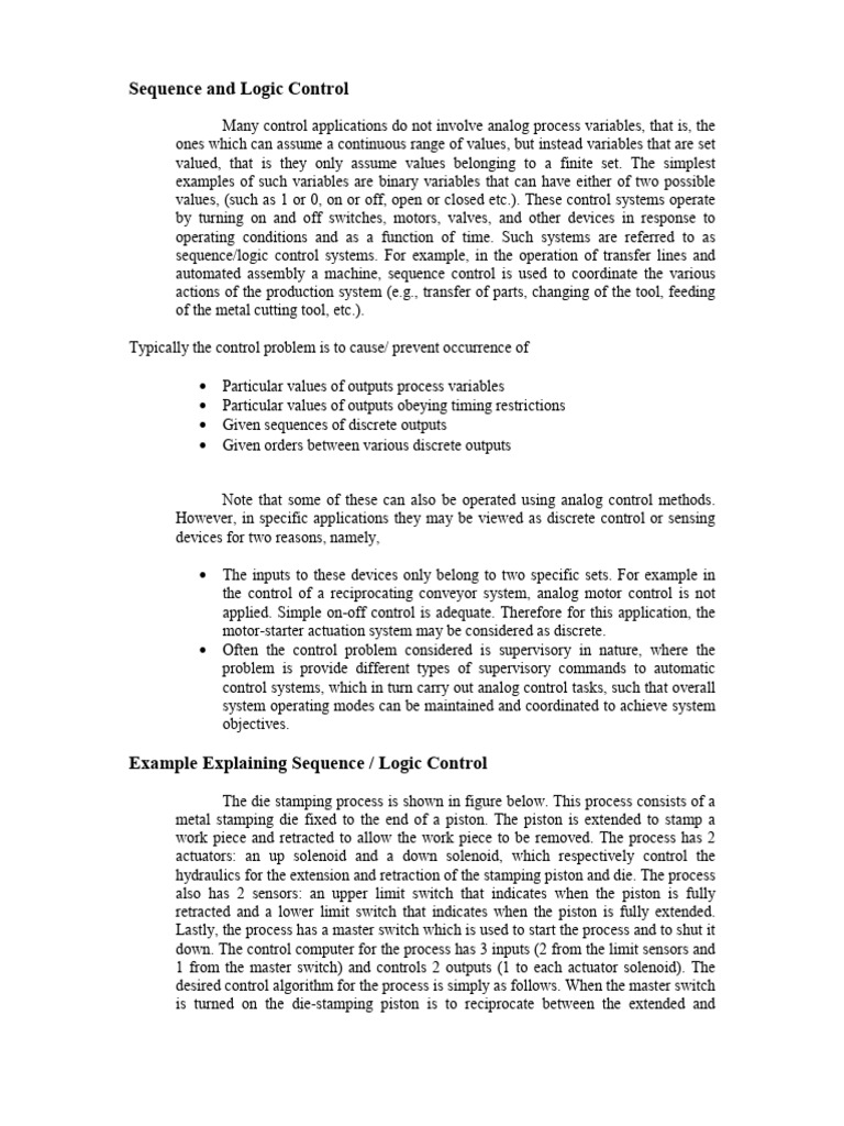 Sequence and Logic Control Systems | PDF | Feedback | Control System