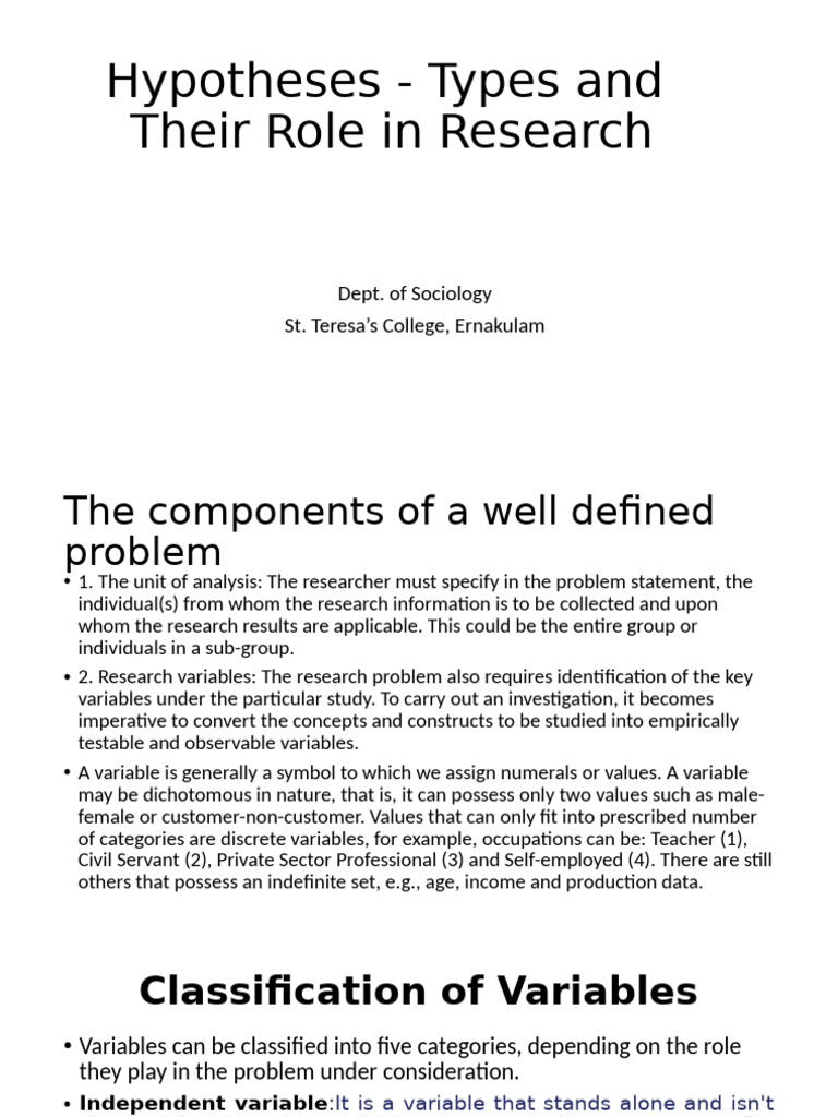 Understanding Research Hypotheses and Variables | PDF | Hypothesis ...