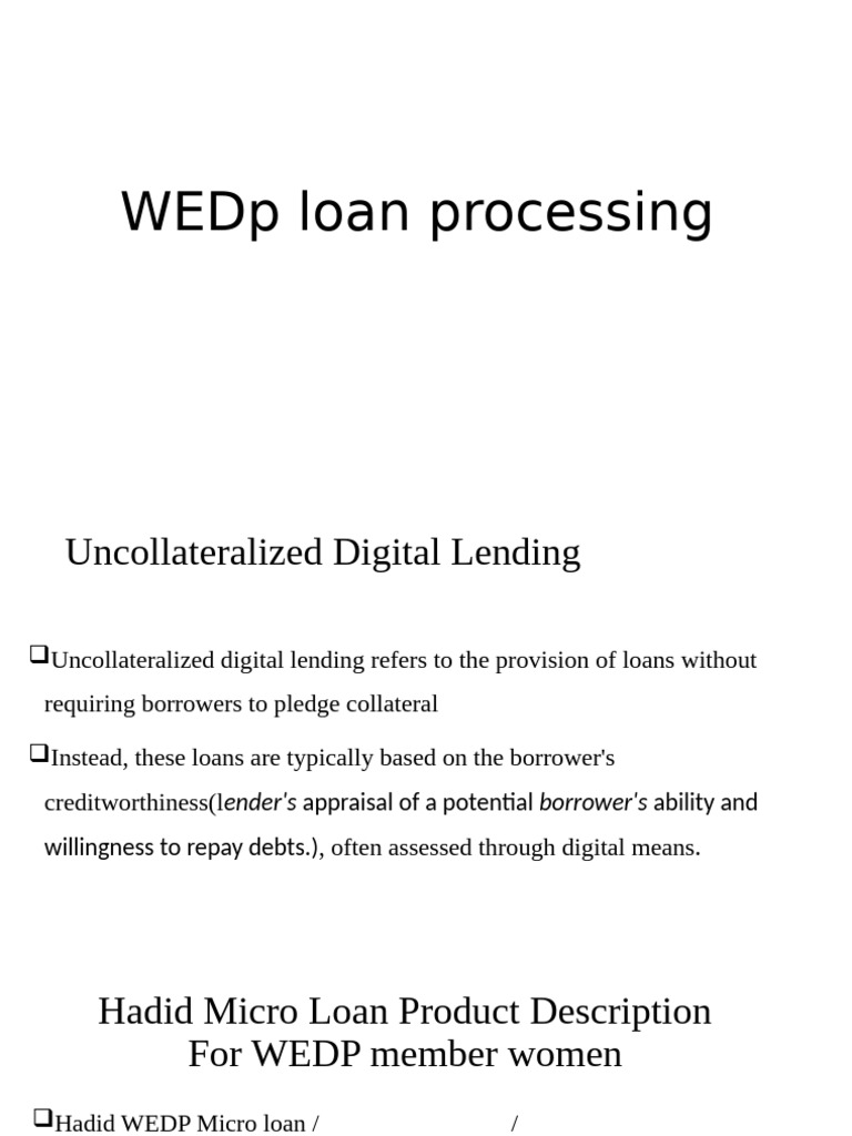 Uncollateralized Micro Loans for Women | PDF