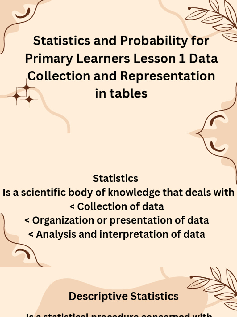 Statistics for Primary Learners: Lesson 1 | PDF | Methodology ...