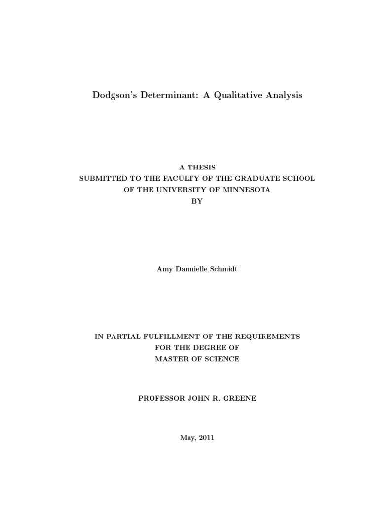 Qualitative Analysis of Dodgson's Determinant | PDF | Matrix ...