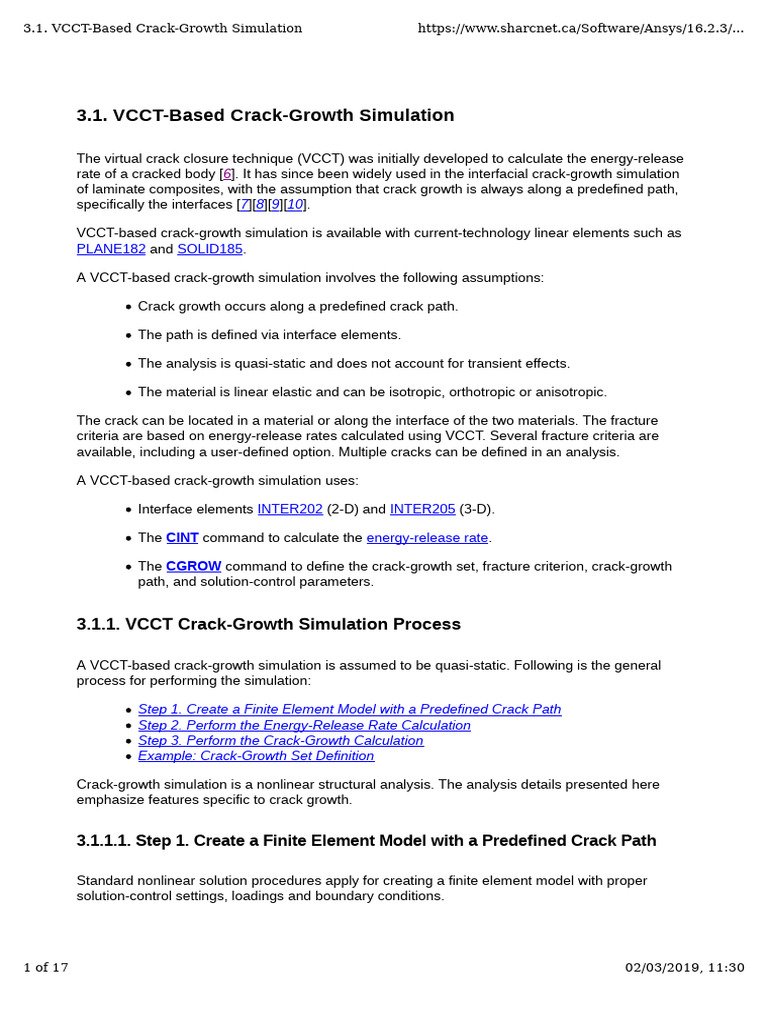 VCCT Crack-Growth Simulation Guide | PDF | Fracture | Weathering