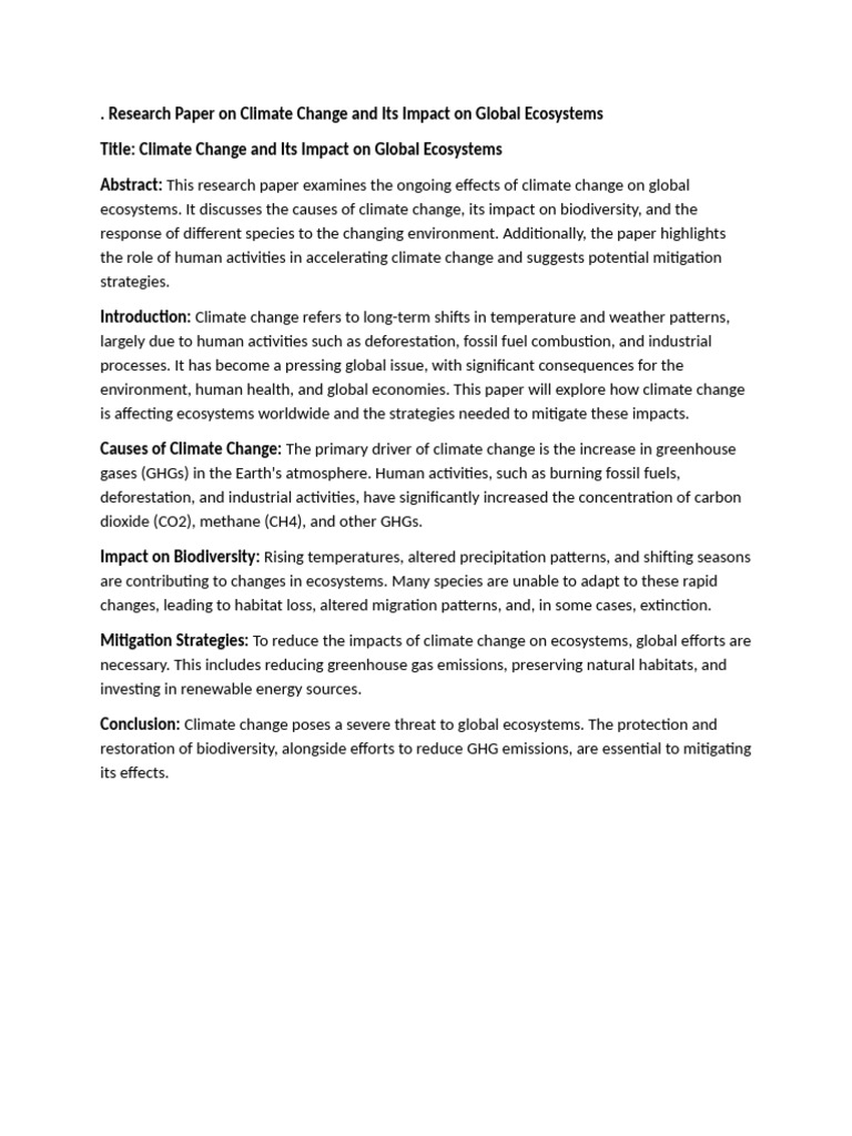 Climate Change's Effects on Ecosystems | PDF
