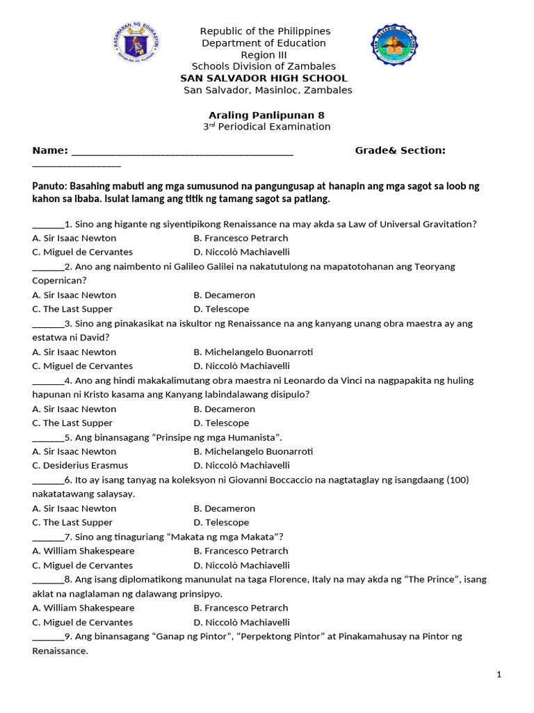 3rd Exam AP8 | PDF