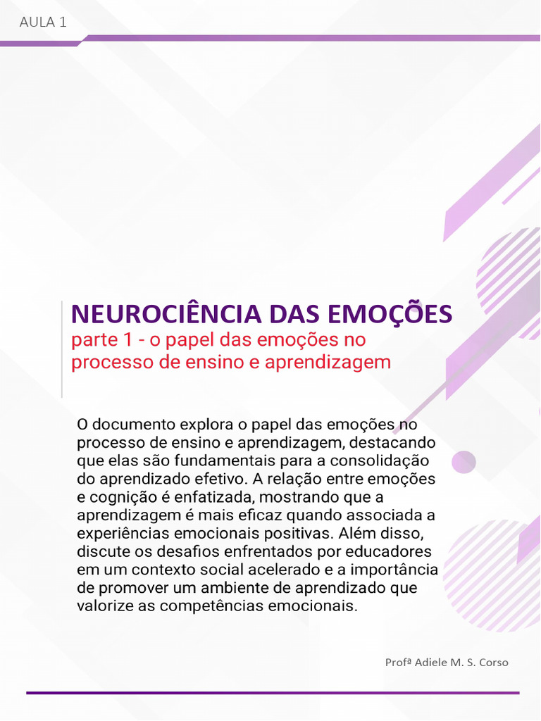 Emoções e Aprendizagem na Neurociência | PDF | Emoções | Aprendizado