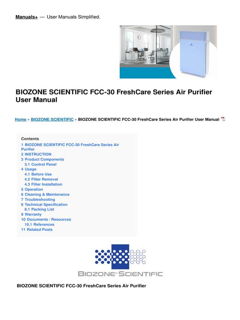 BIOZONE FCC-30 Air Purifier Manual | PDF | Electrical Connector | Power ...