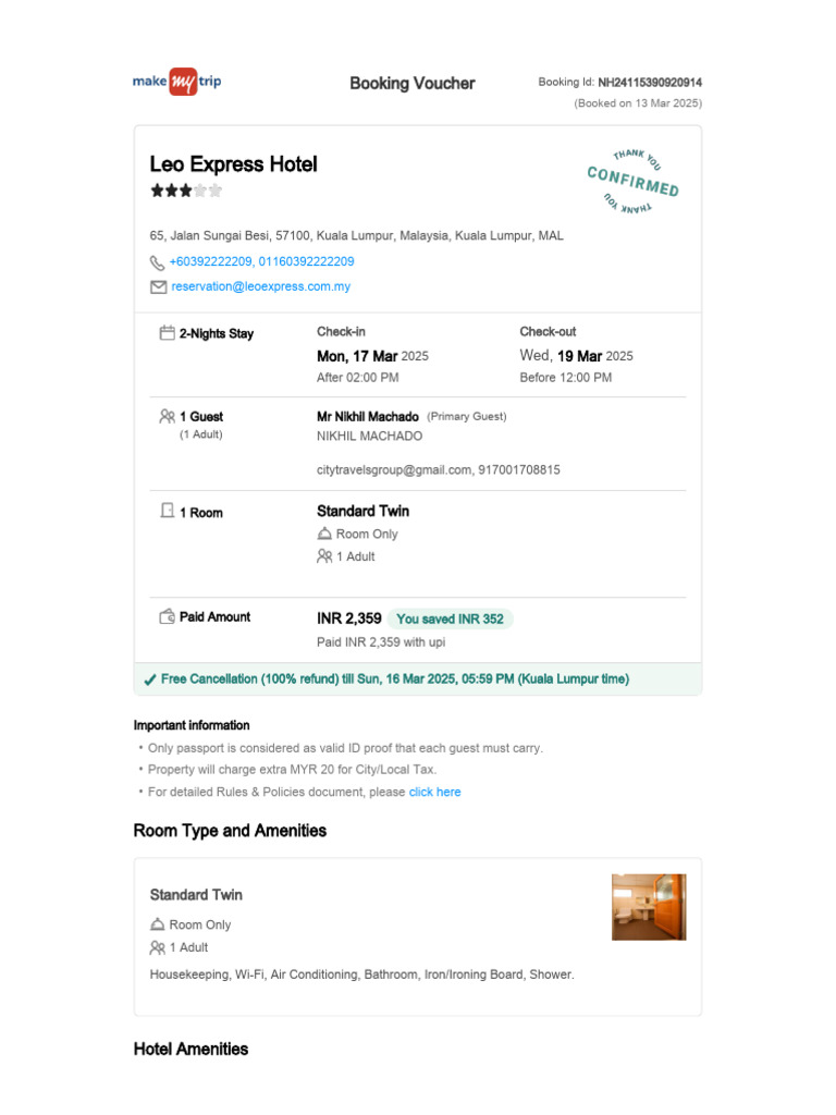Booking Confirmation Voucher | PDF | Credit Card