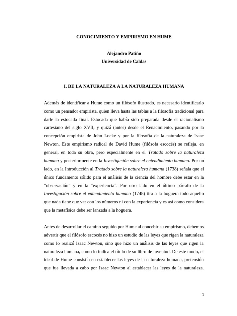 Conocimiento y Empirismo en Hume | PDF | David Hume | Empirismo