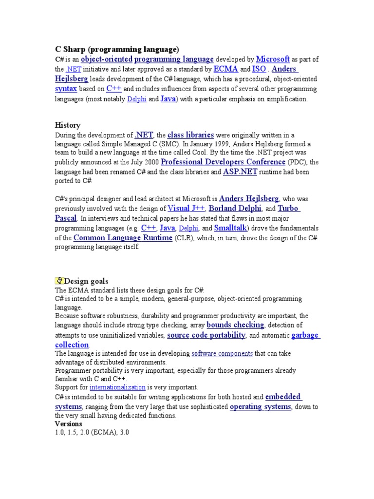Overview of C# Programming Language | PDF