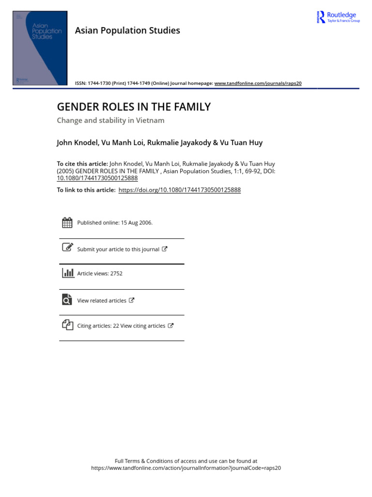 Gender Roles in Vietnamese Families | PDF | Marriage | Dependent And ...